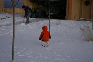 Mario's first time in the snow.